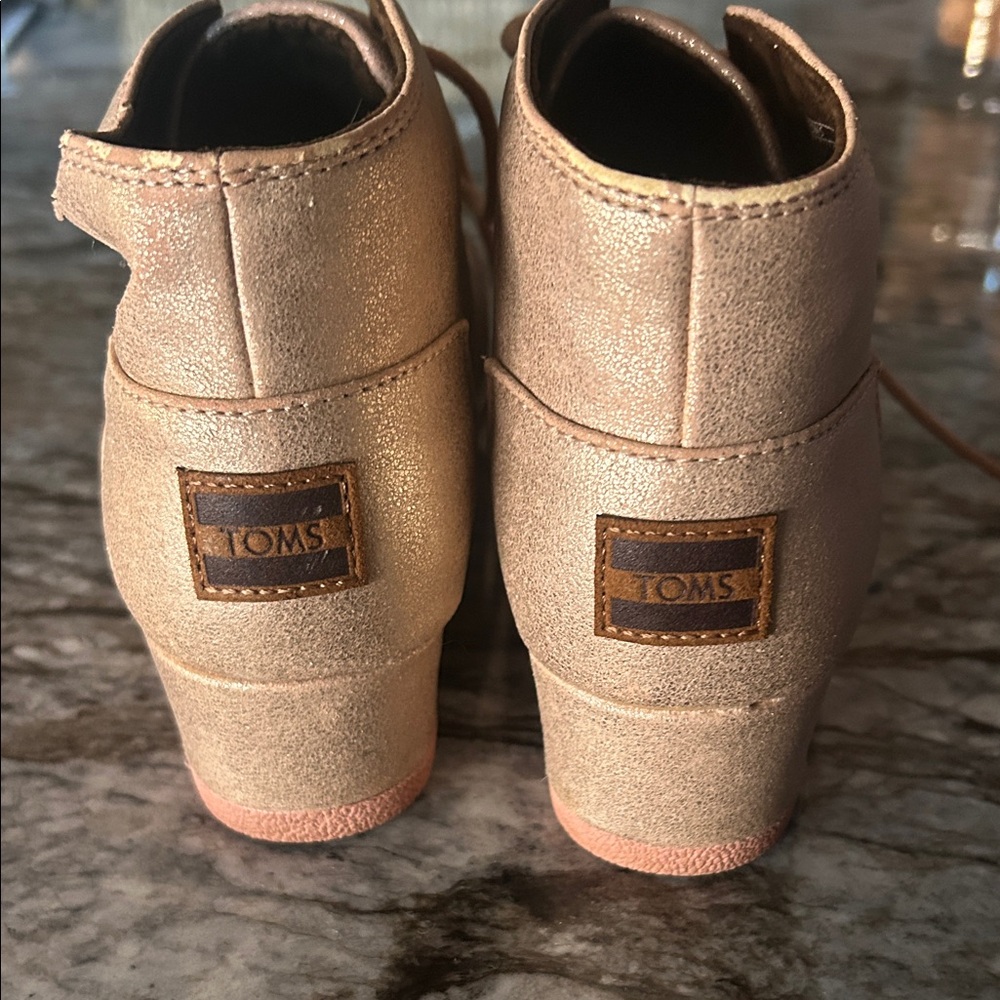 TOMS Metallic Gold Ankle Boots